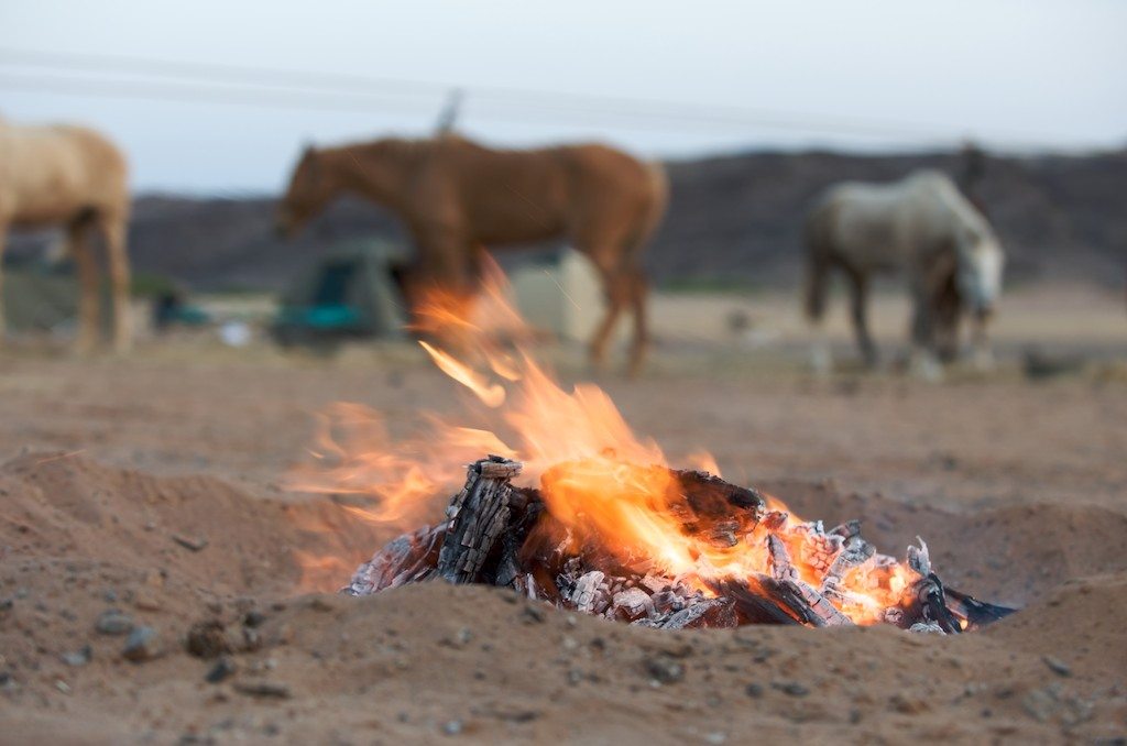 Experience desert camping on the Ride to the Sea horseback riding holiday in Namibia